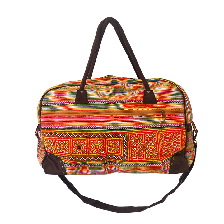 Hmong Vintage Fabric Duffle Bag - Thailand-Bags-Lumily-Lumily MZ Fair Trade Nena & Co Hiptipico Novica Lucia's World emporium