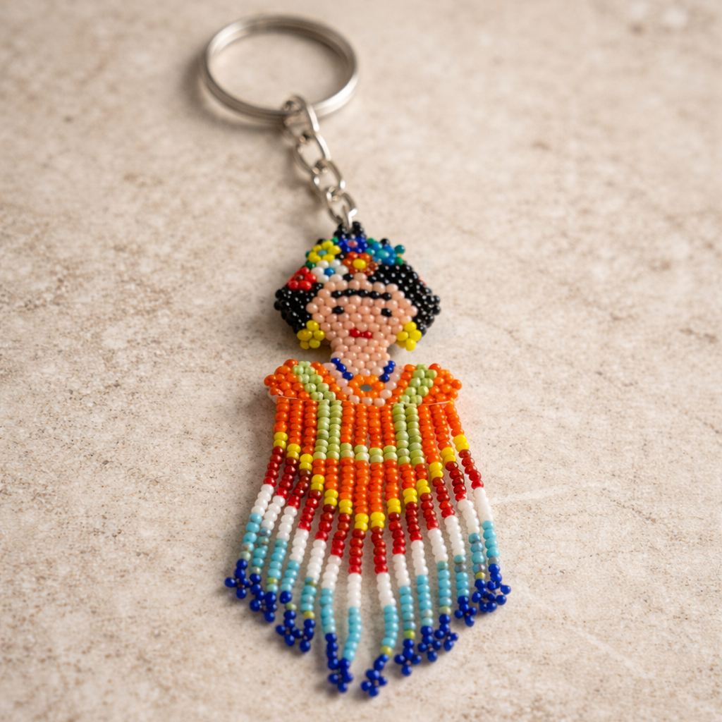 Frida Kahlo Seed Bead keychain Hand Beaded in Guatemala – Lumily
