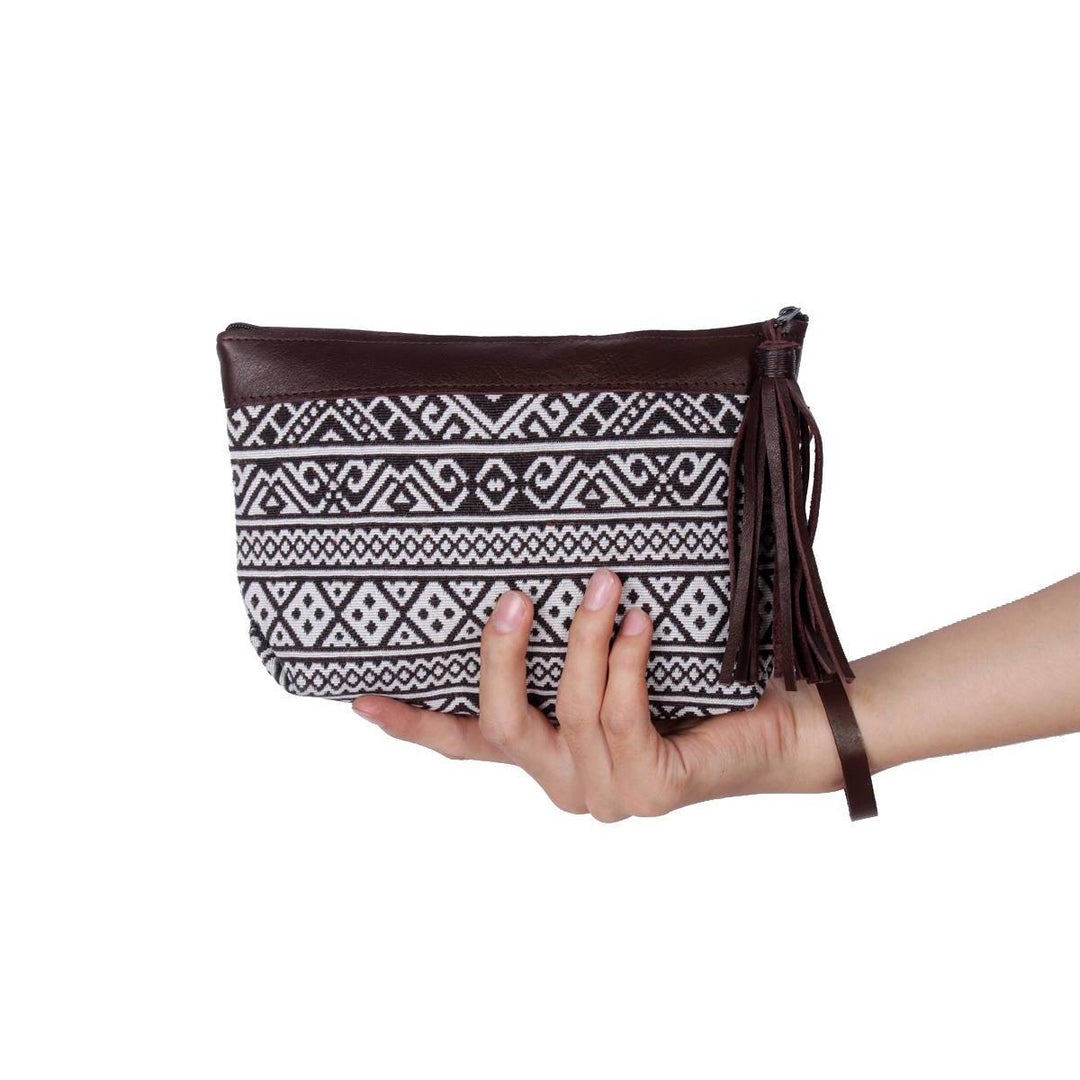 ZigZag Leather Geometric Wristlet Bag - Thailand-Bags-Lumily-Lumily MZ Fair Trade Nena & Co Hiptipico Novica Lucia's World emporium