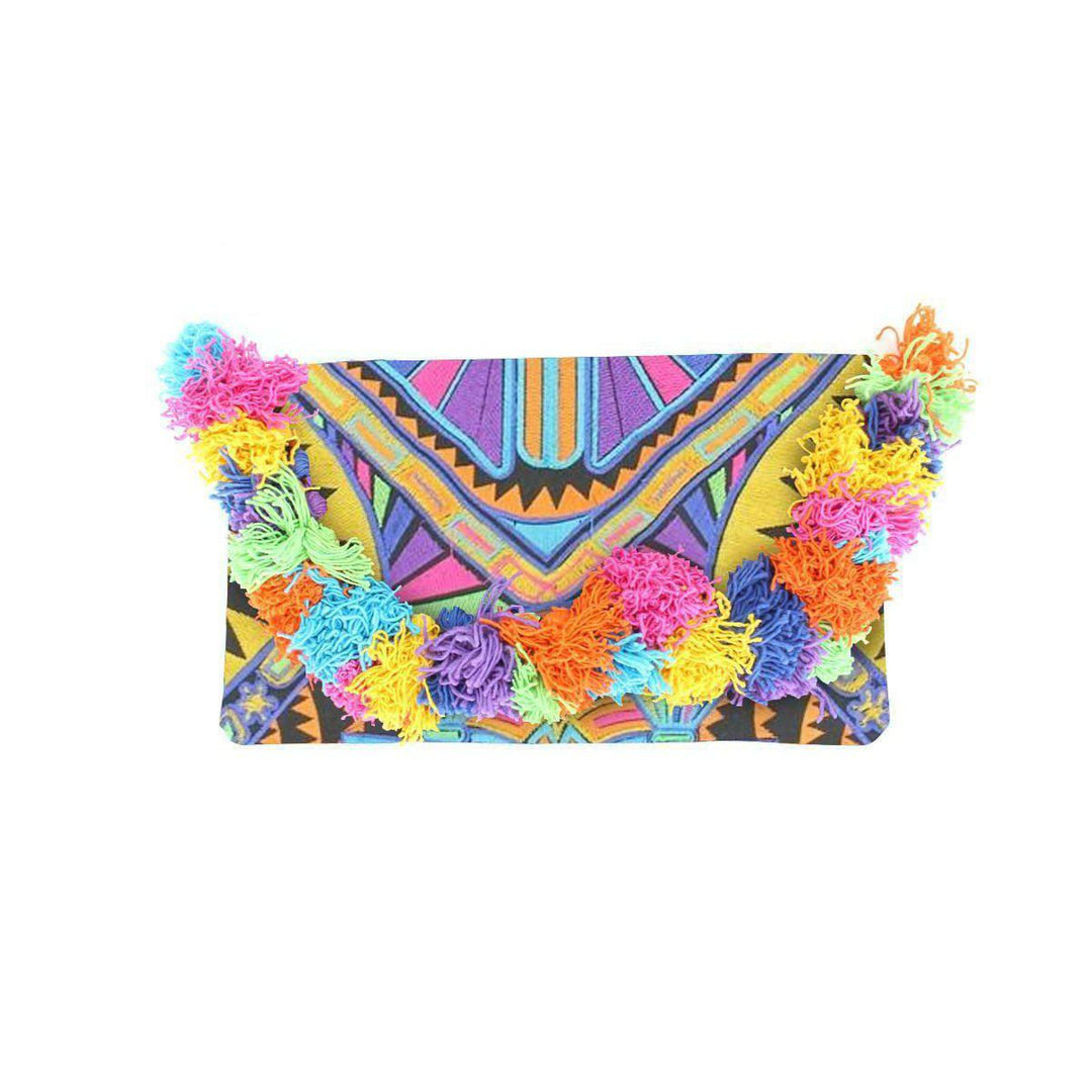 Lotus Star Embroidered Clutch Bag - Thailand-Bags-Lumily-Yellow & Blue-Lumily MZ Fair Trade Nena & Co Hiptipico Novica Lucia's World emporium