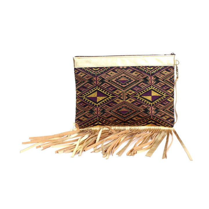 Metallic Leather & Embroidery Wristlet iPad | Tablet Bag - Thailand-Bags-Lumily-Gold-Small-Lumily MZ Fair Trade Nena & Co Hiptipico Novica Lucia's World emporium