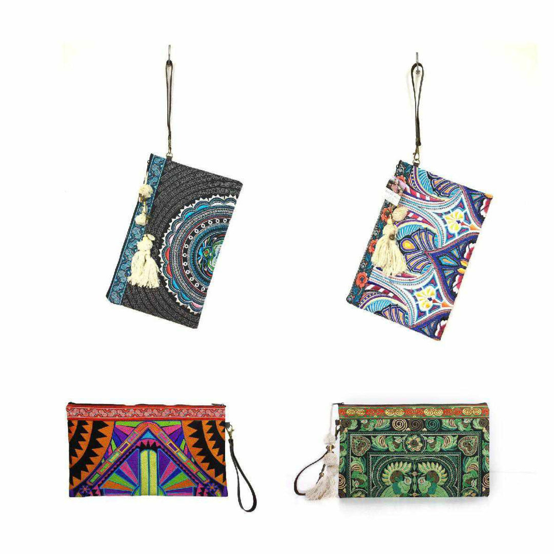 BUNDLE: Prani Embroidered Wristlet 4 Pieces - Thailand-Bags-Lumily-Lumily MZ Fair Trade Nena & Co Hiptipico Novica Lucia's World emporium