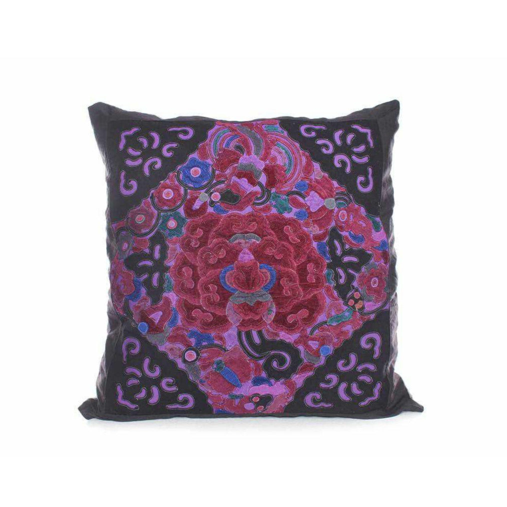 Artista Applique Vintage Geometric Cushion Cover - Thailand-Decor-Lumily-Purple-Lumily MZ Fair Trade Nena & Co Hiptipico Novica Lucia's World emporium