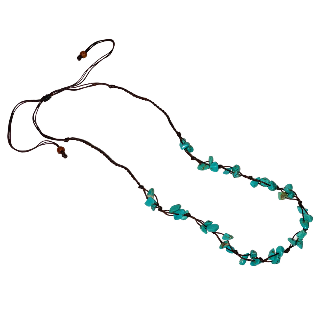 Turquoise Chips Adjustable Knotted Necklace - Thailand-Jewelry-Lumily-Lumily MZ Fair Trade Nena & Co Hiptipico Novica Lucia's World emporium