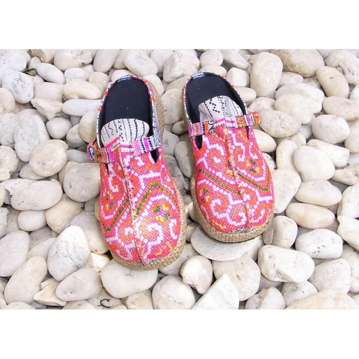 Vintage Hmong Textile Boho Upcycled Slip On Shoes - Thailand-Apparel-Lumily-Multicolor-Lumily MZ Fair Trade Nena & Co Hiptipico Novica Lucia's World emporium