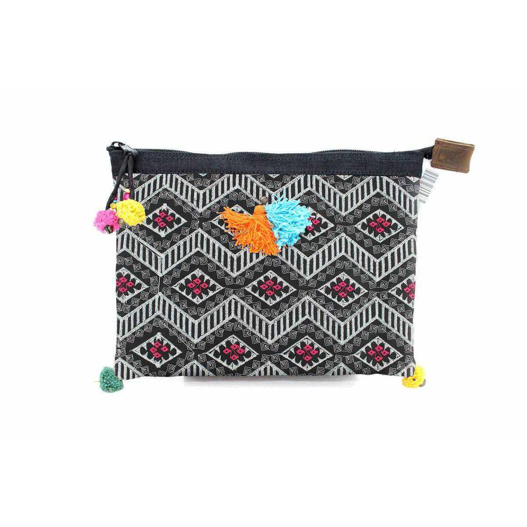 Handcrafted Embroidered Clutch | iPad Bag - Thailand-Bags-Lumily-Black-Lumily MZ Fair Trade Nena & Co Hiptipico Novica Lucia's World emporium