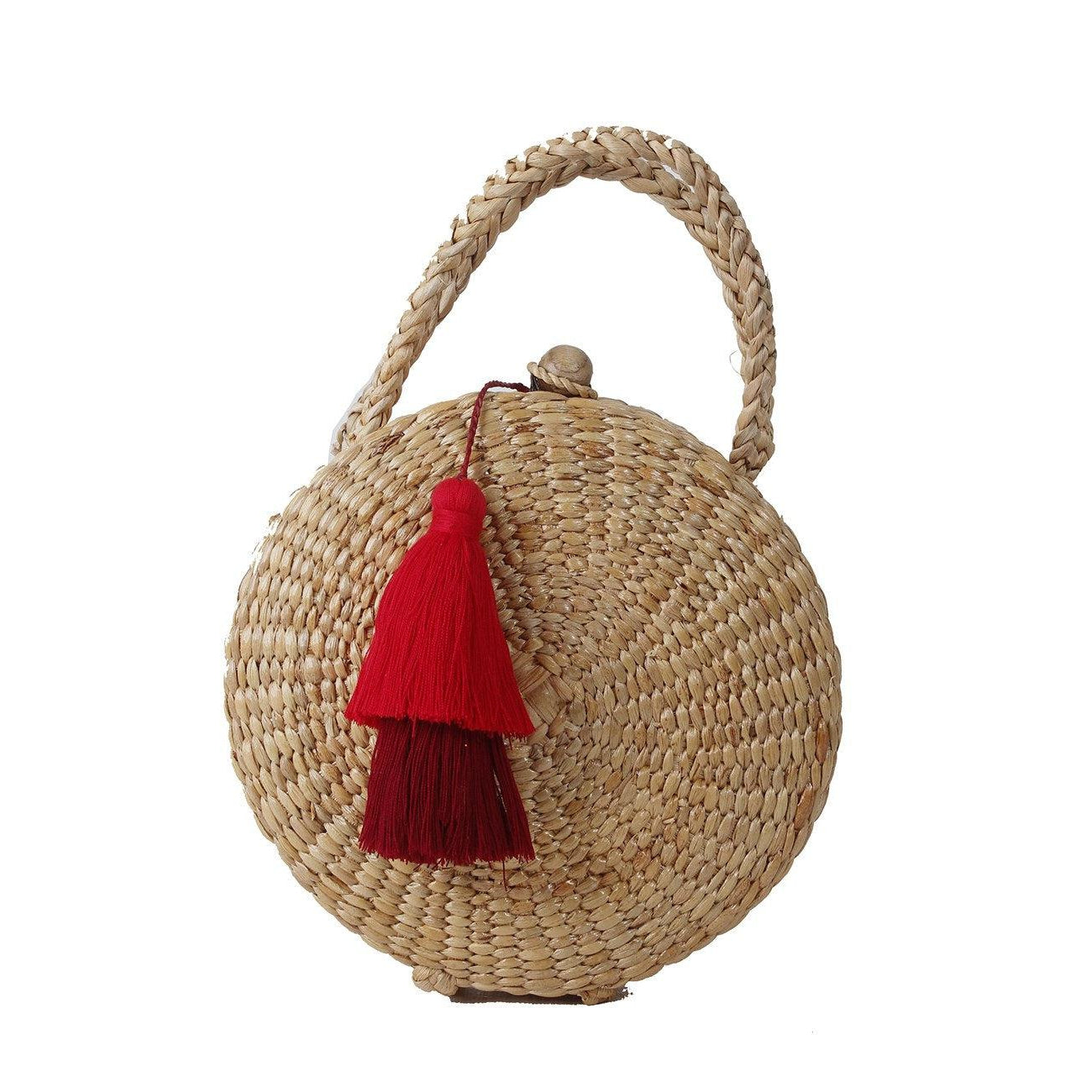 Water Hyacinth Round Bag – Handmade Boho Bag Thailand – Lumily