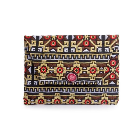 Embroidered Envelope Clutch | iPad Bag - Thailand-Bags-Lumily-Brown & Yellow-Lumily MZ Fair Trade Nena & Co Hiptipico Novica Lucia's World emporium