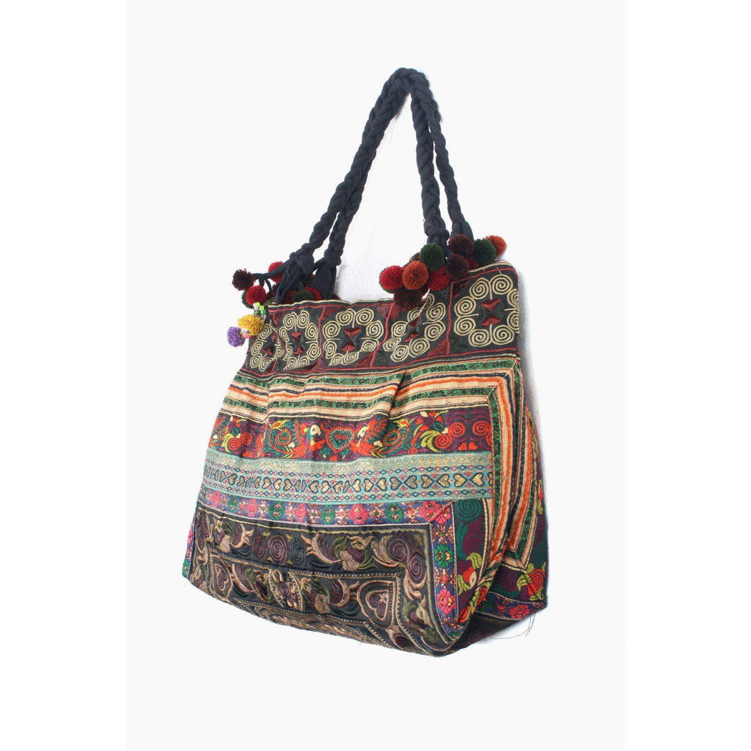 Dove Embroidered Tote Shoulder Bag - Thailand-Bags-Ae (Thailand)-Mocha-Lumily MZ Fair Trade Nena & Co Hiptipico Novica Lucia's World emporium
