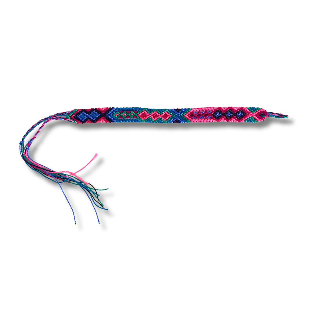 Friendship Woven String Bracelet - Choose Color - Mexico-Jewelry-Joel (Arte Moderno en Cuero - MX)-Pink Blue-Lumily MZ Fair Trade Nena & Co Hiptipico Novica Lucia's World emporium