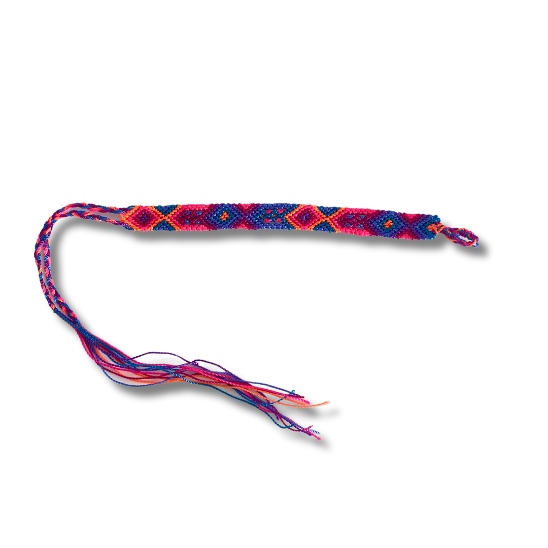 Friendship Woven String Bracelet - Choose Color - Mexico-Jewelry-Joel (Arte Moderno en Cuero - MX)-Purple Orange Blue-Lumily MZ Fair Trade Nena & Co Hiptipico Novica Lucia's World emporium