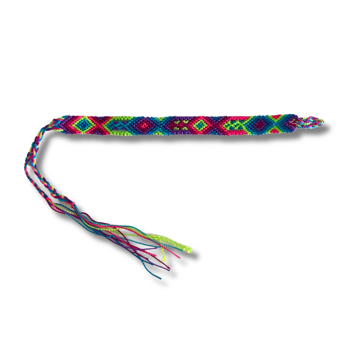 Friendship Woven String Bracelet - Choose Color - Mexico-Jewelry-Joel (Arte Moderno en Cuero - MX)-Lime Green Pink-Lumily MZ Fair Trade Nena & Co Hiptipico Novica Lucia's World emporium