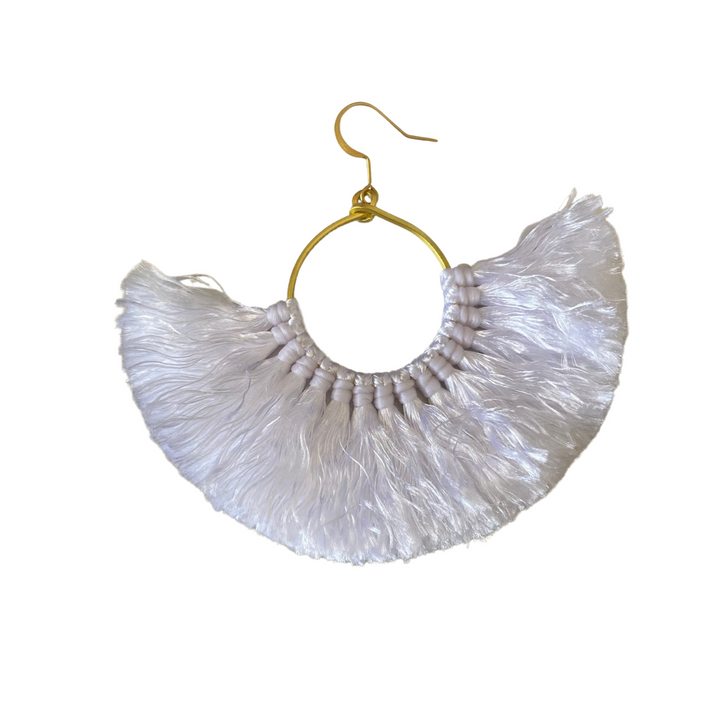 Half Moon Silk Tassel Earrings - Thailand-Jewelry-Kannika Chimkam-Winter-Lumily MZ Fair Trade Nena & Co Hiptipico Novica Lucia's World emporium