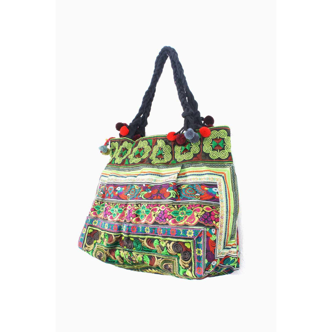 Dove Embroidered Tote Shoulder Bag - Thailand-Bags-Ae (Thailand)-Foliage-Lumily MZ Fair Trade Nena & Co Hiptipico Novica Lucia's World emporium