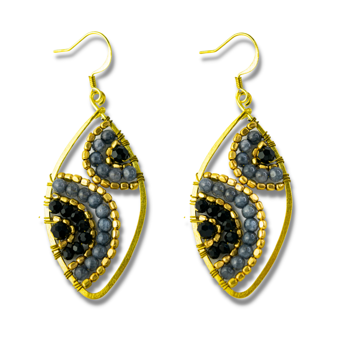 Saturn Stone Ethically Made Boho Earrings Thailand Lumily