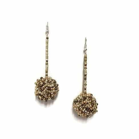 Luna Seed Bead Dangly Ball Earrings - Guatemala-Jewelry-Lumily-Gold-Lumily MZ Fair Trade Nena & Co Hiptipico Novica Lucia's World emporium