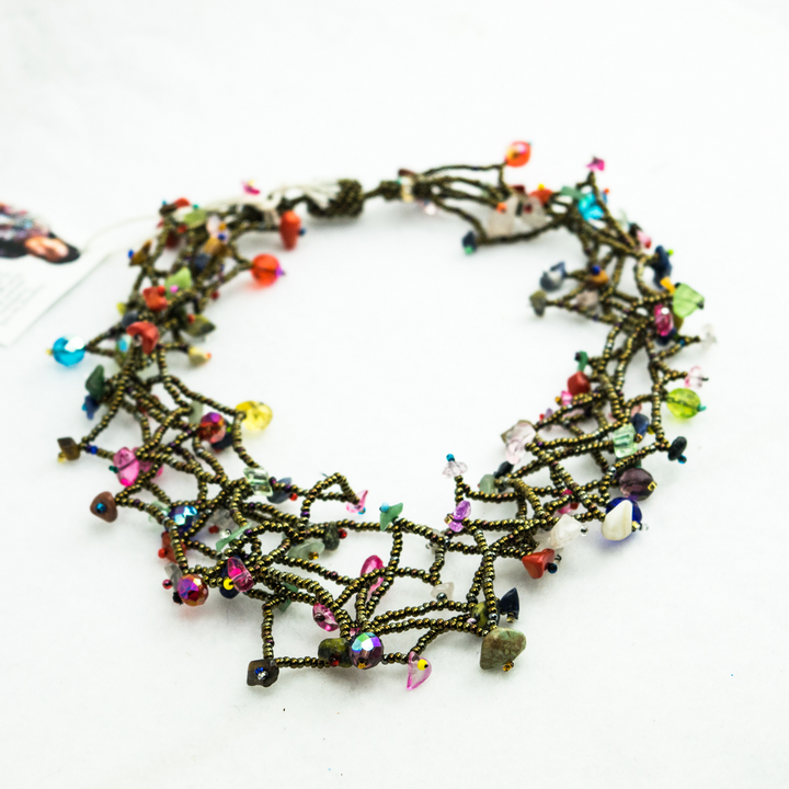 Luzy Beaded Necklace with Magnetic Closure - Guatemala-Necklace-Lumily-Mocha Multi-Lumily MZ Fair Trade Nena & Co Hiptipico Novica Lucia's World emporium