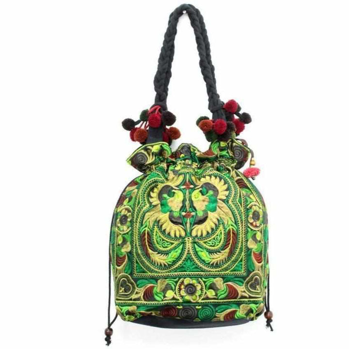 Cinch Hmong Embroidered Shoulder Purse - Thailand-Bags-Lumily-Foliage-Lumily MZ Fair Trade Nena & Co Hiptipico Novica Lucia's World emporium