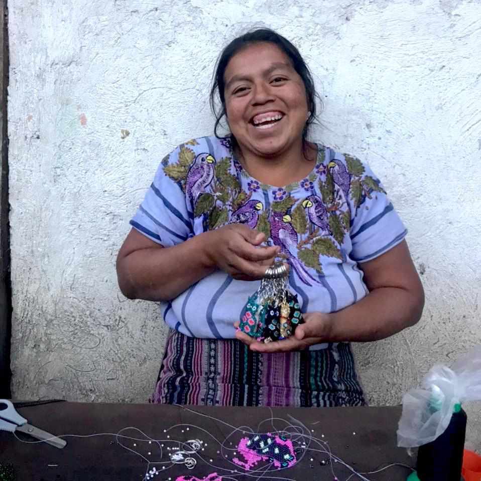 Ice Cream Cone Seed Bead Keychain - Guatemala-Keychains-Lumily-Lumily MZ Fair Trade Nena & Co Hiptipico Novica Lucia's World emporium