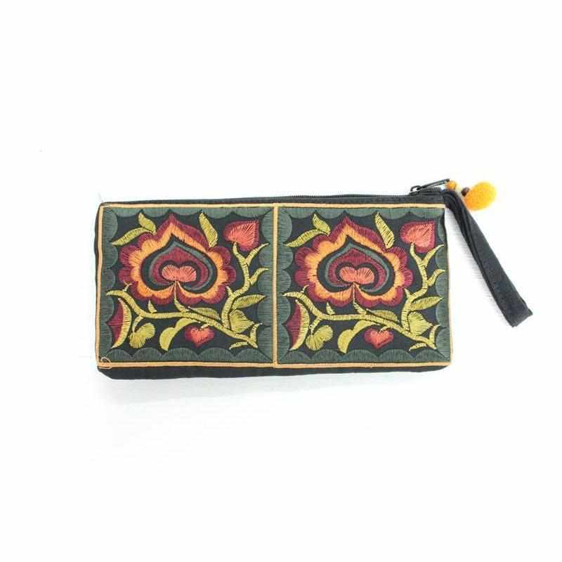 Hmong Embroidered Rectangle Small Wristlet Assorted - Thailand-Wristlets-Wichai (Hmong Bags - TH)-Lumily MZ Fair Trade Nena & Co Hiptipico Novica Lucia's World emporium