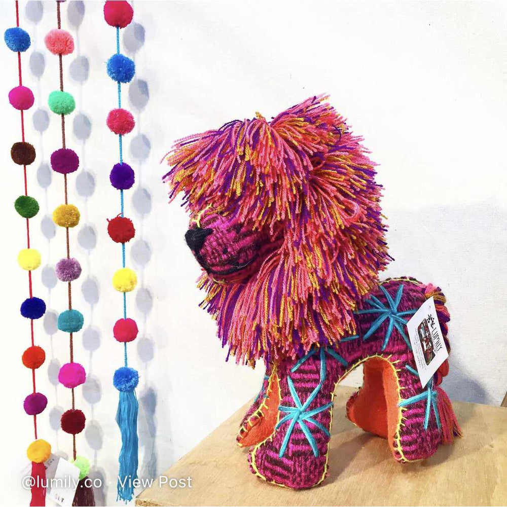 Milo the Lion: Repurposed Wool Boho Decor - Mexico-Decor-ABIGAIL (ARTESANÍAS CHONETIK - MX)-Lumily MZ Fair Trade Nena & Co Hiptipico Novica Lucia's World emporium