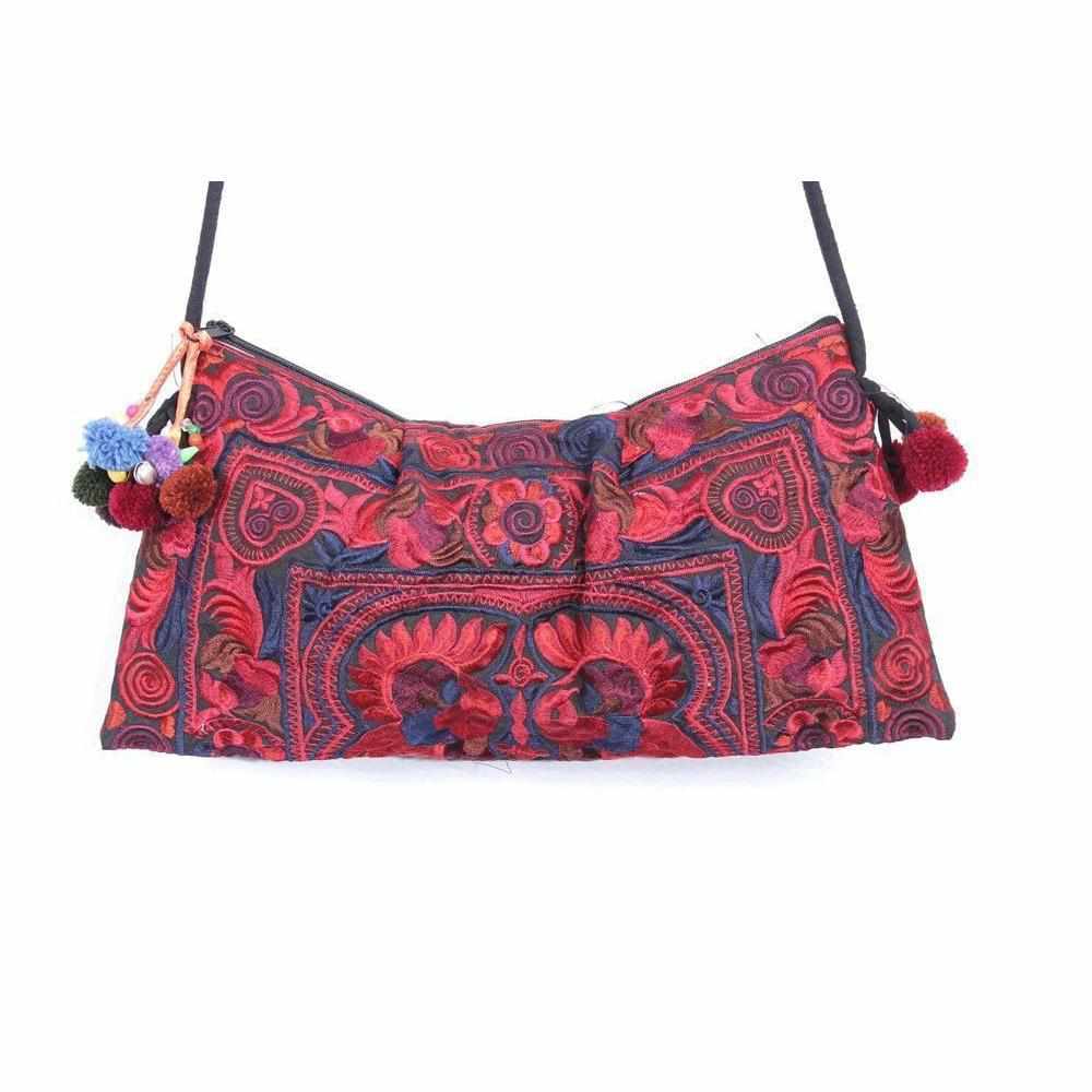 Leyla Embroidered Crossbody Purse - Thailand-Bags-Lumily-Red-Lumily MZ Fair Trade Nena & Co Hiptipico Novica Lucia's World emporium