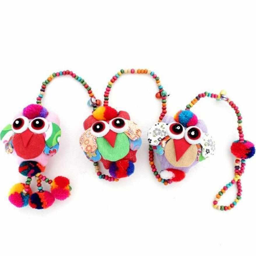 Owl Pom Pom Multicolor Garland Decor - Thailand-Decor-Lumily-Lumily MZ Fair Trade Nena & Co Hiptipico Novica Lucia's World emporium