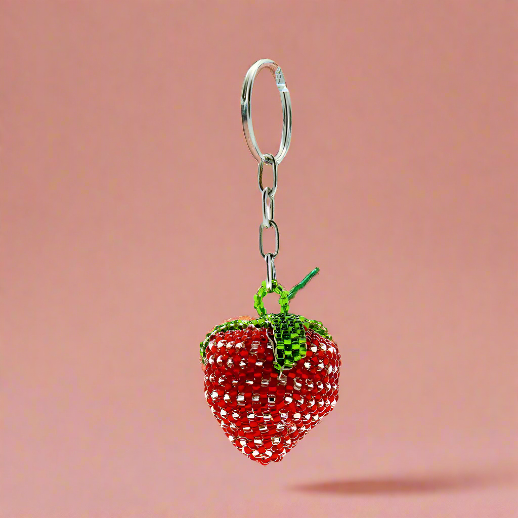 seed bead strawberry Strawberry Seed Bead Handmade Keychain
