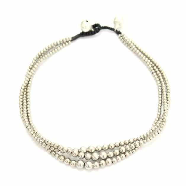 Triple Silver Beads Adjustable Anklet - Thailand-Anklets-Nu Shop-Lumily MZ Fair Trade Nena & Co Hiptipico Novica Lucia's World emporium