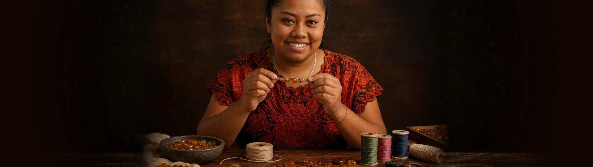 Lumily Mexican amber jewelry collection — earrings and bracelets handmade by Erika in the highlands of Mexico