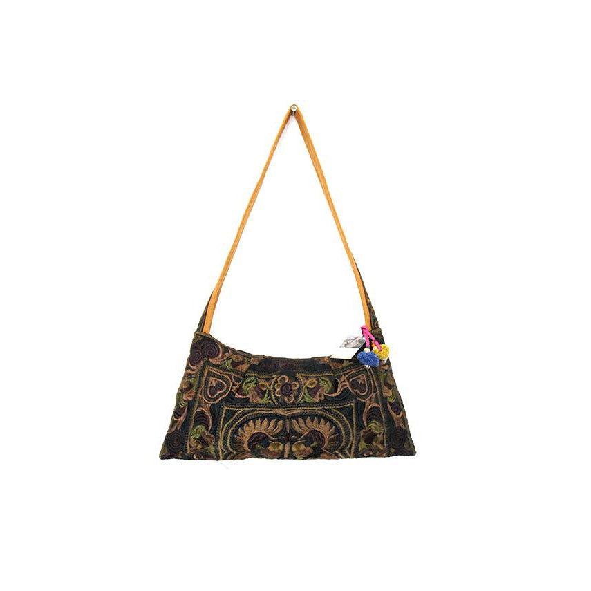 Crossbody Embroidered Hmong Floral Geometric Bag - Thailand-Bags-Lumily-Lumily MZ Fair Trade Nena & Co Hiptipico Novica Lucia's World emporium