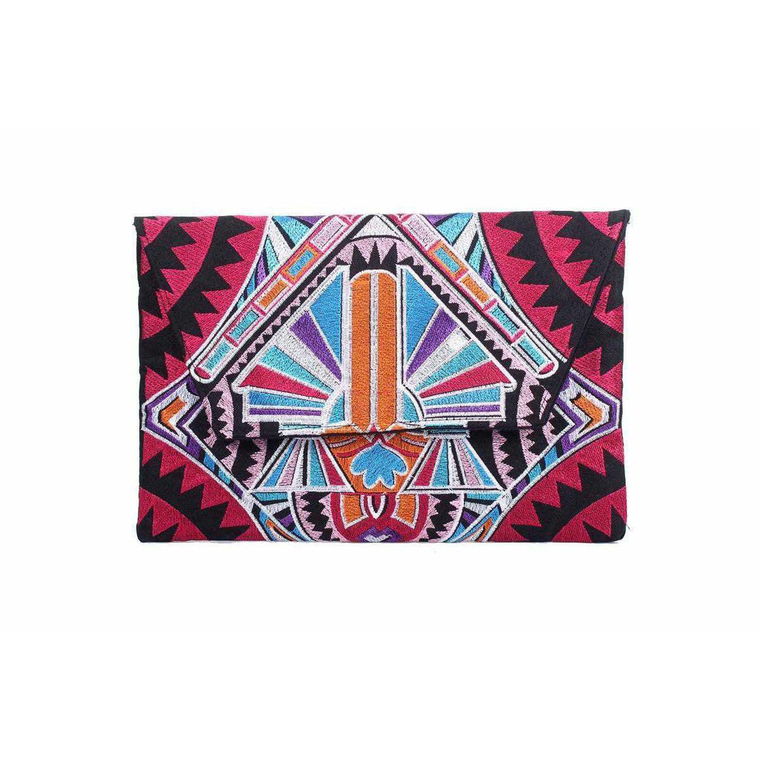 Embroidered Tahj Envelope Clutch | iPad Bag - Thailand-Lumily-Pink-Lumily MZ Fair Trade Nena & Co Hiptipico Novica Lucia's World emporium