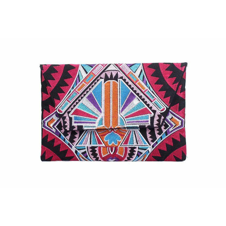 Embroidered Tahj Envelope Clutch | iPad Bag - Thailand-Lumily-Pink-Lumily MZ Fair Trade Nena & Co Hiptipico Novica Lucia's World emporium