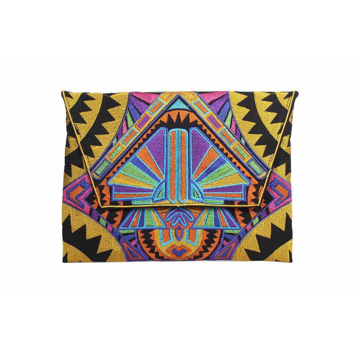 Embroidered Tahj Envelope Clutch | iPad Bag - Thailand-Lumily-Yellow-Lumily MZ Fair Trade Nena & Co Hiptipico Novica Lucia's World emporium