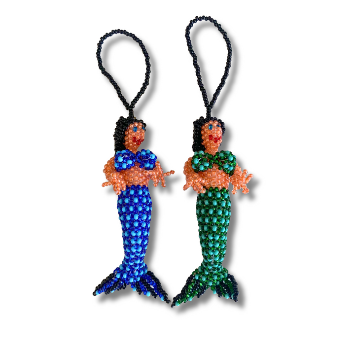Mermaid Seed Bead Handmade Ornament - Guatemala-Decor-Lumily-Lumily MZ Fair Trade Nena & Co Hiptipico Novica Lucia's World emporium