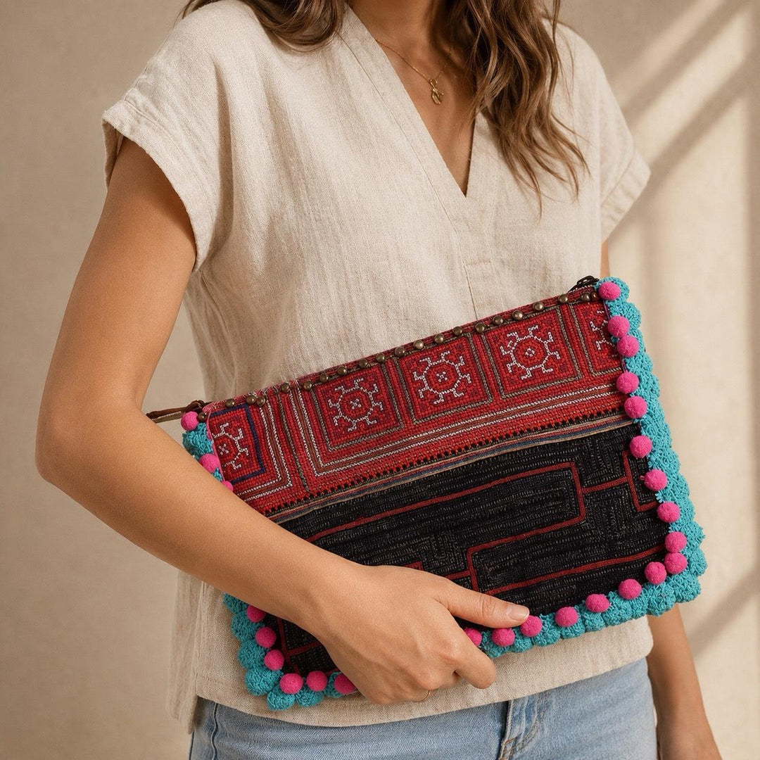 Belle Rhapsody Textile Vintage Clutch | iPad Bag - Thailand-Clutch-Pranee Shop-Lumily MZ Fair Trade Nena & Co Hiptipico Novica Lucia's World emporium