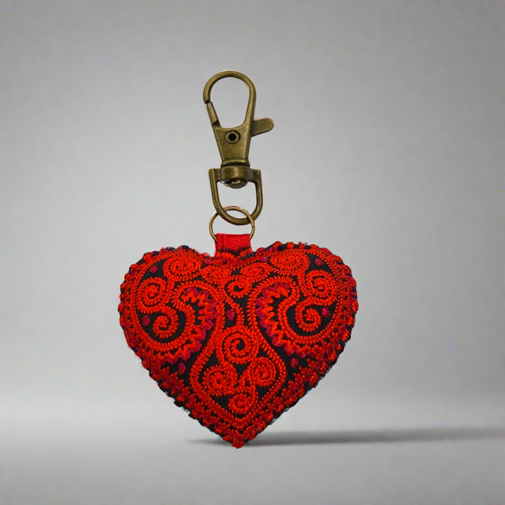 Heart Hmong Embroidered Zipper Pull | Keychain - Thailand-Zipper Pulls-Saowani (Nee Joy Shop - TH)-Lumily MZ Fair Trade Nena & Co Hiptipico Novica Lucia's World emporium