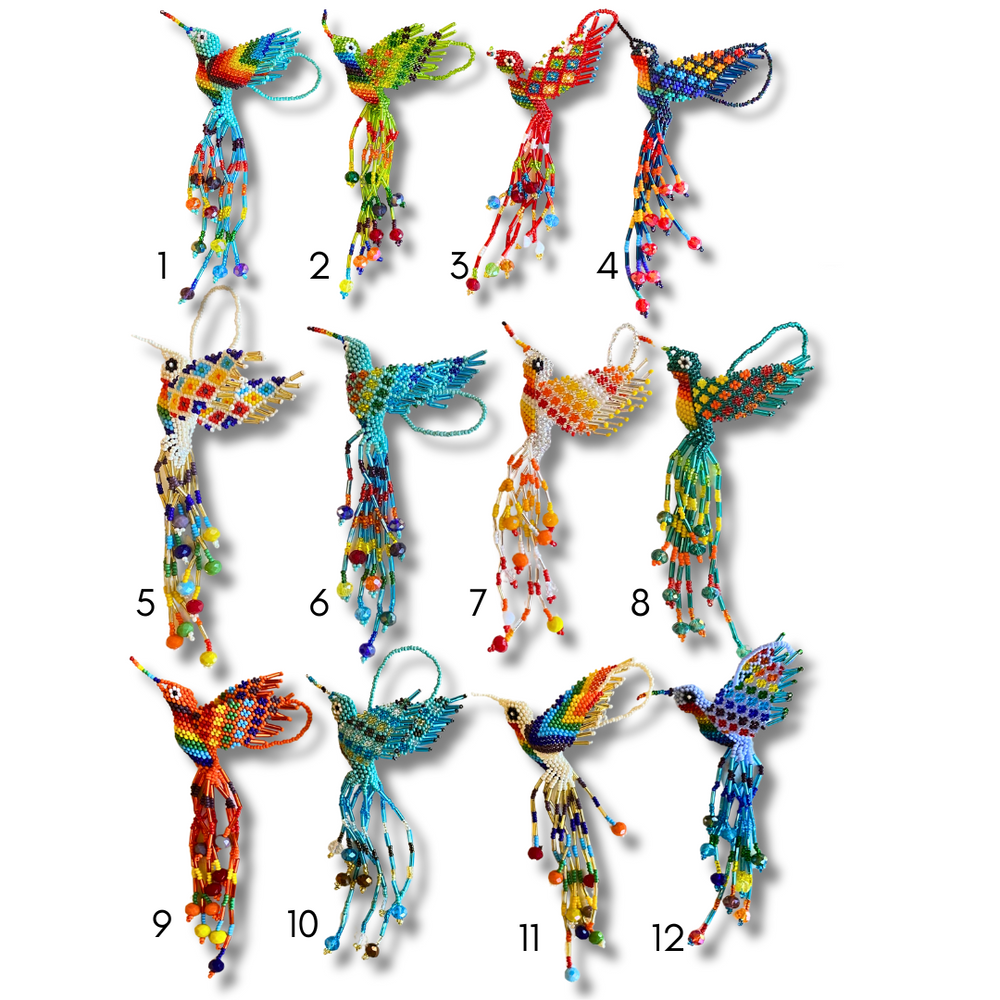 Large Hummingbird Seed Bead Handmade Ornament - Guatemala-Decor-Yulisa (Galería Artes Chávez - GU)-Lumily MZ Fair Trade Nena & Co Hiptipico Novica Lucia's World emporium