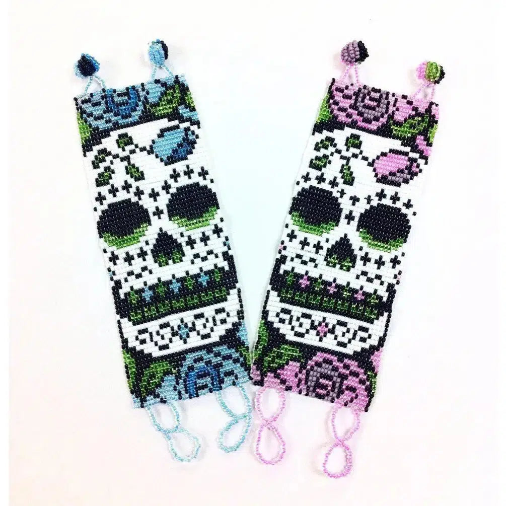 Sugar Skull | Catrina Seed Bead Adjustable Closure Bracelet - Guatemala-Bracelets-Lumily-Lumily MZ Fair Trade Nena & Co Hiptipico Novica Lucia's World emporium