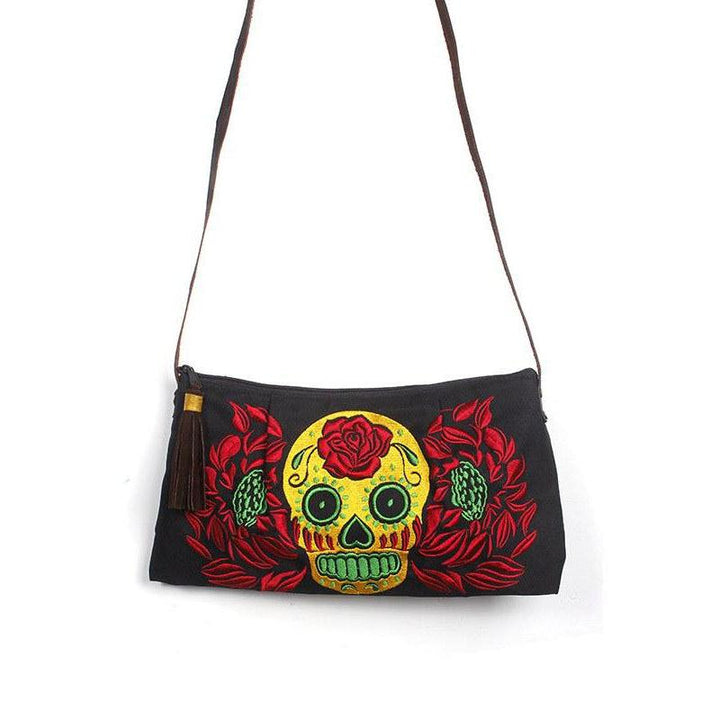 Culturas Sugar Skull Crossbody Embroidered Bag - Thailand-Bags-Lumily-Yellow-Lumily MZ Fair Trade Nena & Co Hiptipico Novica Lucia's World emporium