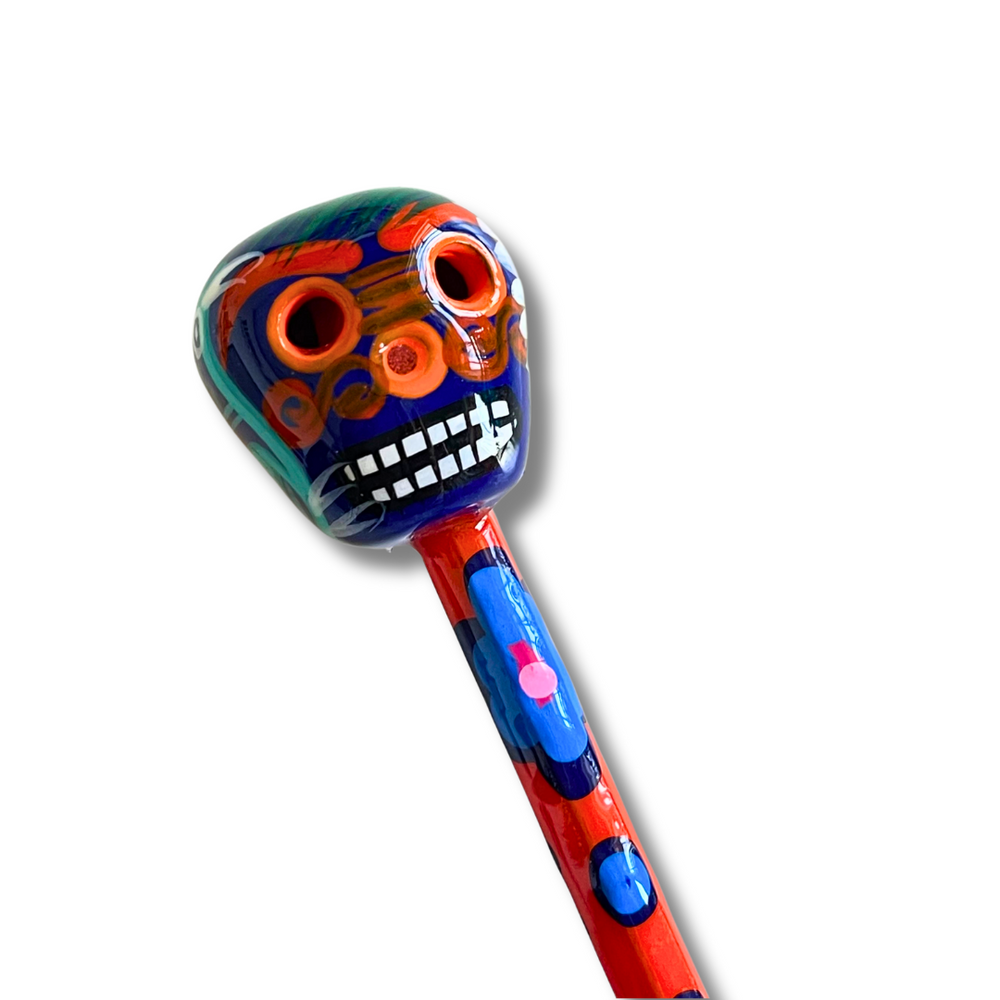 Hand-Painted Sugar Skull Floral Pen - Unique Mexican Design - Mexico-Accessories-Cecilia-Lumily MZ Fair Trade Nena & Co Hiptipico Novica Lucia's World emporium