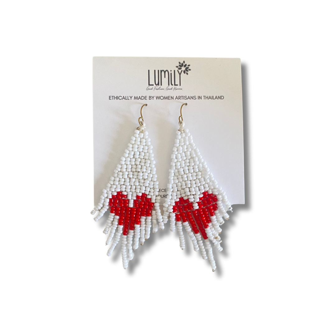 Heartfelt Valentine's Day Seed Bead Earrings - Thailand-Earrings-Lumily-Lumily MZ Fair Trade Nena & Co Hiptipico Novica Lucia's World emporium