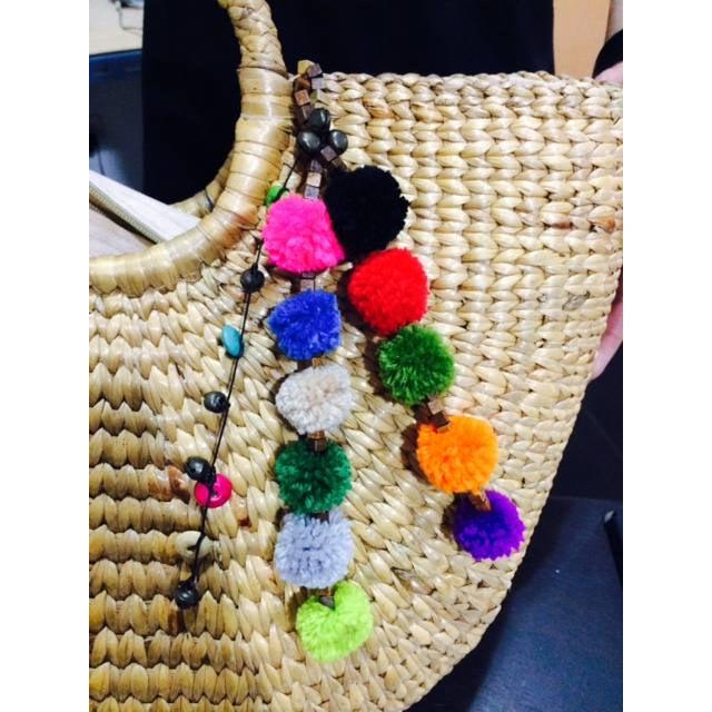 Pink Pom Pom Tie Zipper Pull | Handmade Bag Charm with Ethical Origin – Thailand-Accessories-Lumily-Lumily MZ Fair Trade Nena & Co Hiptipico Novica Lucia's World emporium