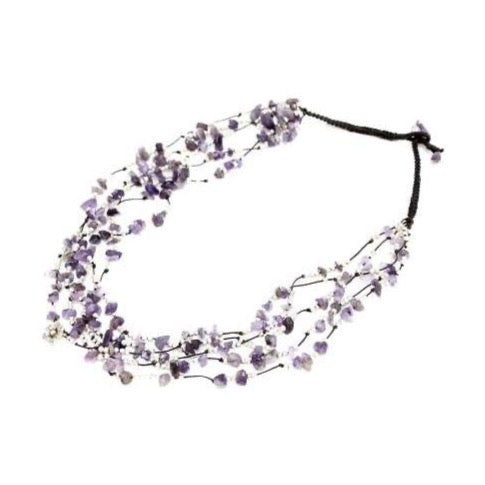 BUNDLE: .925 Silver Flower Charm Amethyst Necklace (6 Pack)-Kannika (Deeproot Accessories - TH)-Lumily MZ Fair Trade Nena & Co Hiptipico Novica Lucia's World emporium