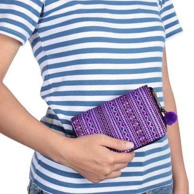 Diamond Upcycled Hmong Textile Cross-stitch Wallet - Thailand-Wallets-Ae (Thailand)-Lumily MZ Fair Trade Nena & Co Hiptipico Novica Lucia's World emporium