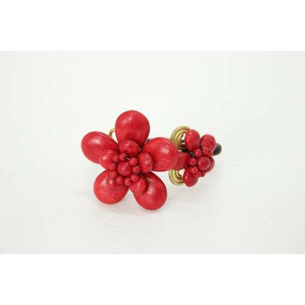 BUNDLE: 3 Piece Red Flower Cuff Bracelets-Lumily-Lumily MZ Fair Trade Nena & Co Hiptipico Novica Lucia's World emporium