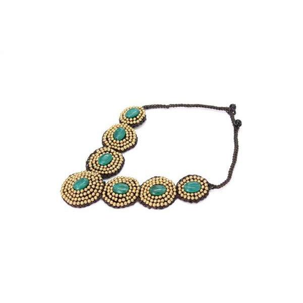 BUNDLE: Brass Necklace Green Stones (4 Pack)-Lumily-Lumily MZ Fair Trade Nena & Co Hiptipico Novica Lucia's World emporium