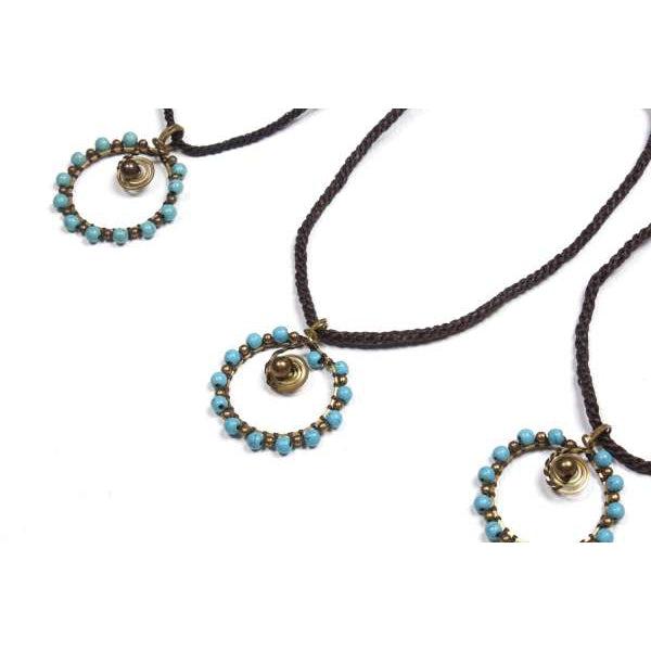 Bundle Brass Necklace with a small spiral (Turquoise) (3Pack)-Lumily-Lumily MZ Fair Trade Nena & Co Hiptipico Novica Lucia's World emporium