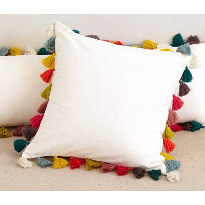 Multicolor Tassel Cotton Pillow Cover - Thailand-Decor-Ae (Thailand)-Lumily MZ Fair Trade Nena & Co Hiptipico Novica Lucia's World emporium