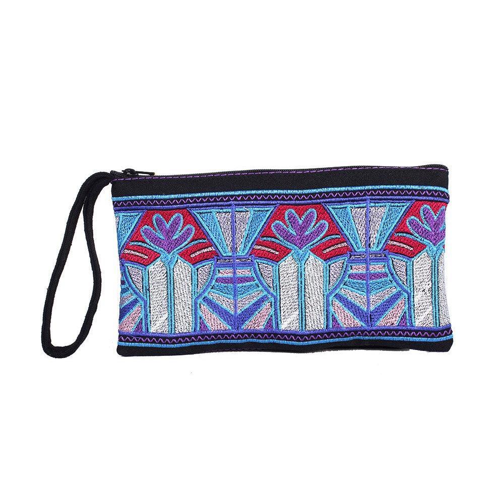 Deco Embroidered Wristlet Pouch | Handmade - Thailand